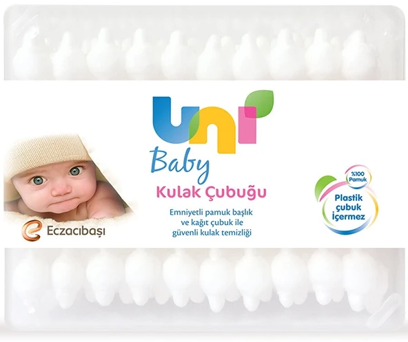 Uni Baby Kulak Temizleme Çubuğu 60 Adet Emniyetli (Bebekler İçin)