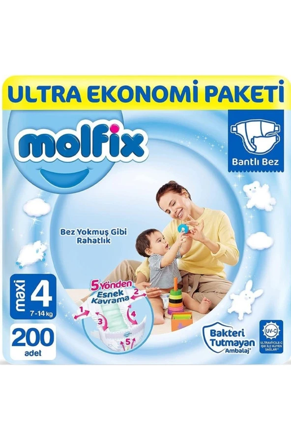 Molfix 4 Numara Maxi 200'lü Bebek Bezi