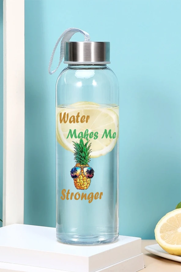 500 Ml Matara - Ananas Desen Motivasyon Matarası - Sticker Hediyeli