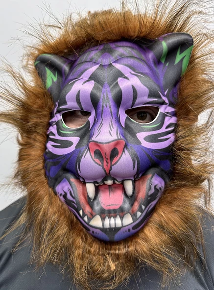 Kahverengi Saçlı Dişli Kurt Maskesi Mega Peluş 16 No ürün görseli 1