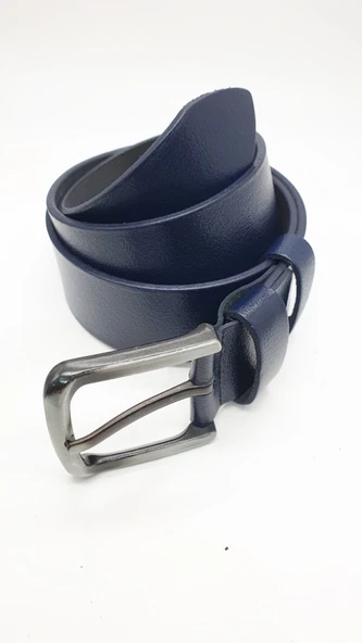 Sade Kaliteli Deri Lacivert Renk Spor Kot Kemeri - 12