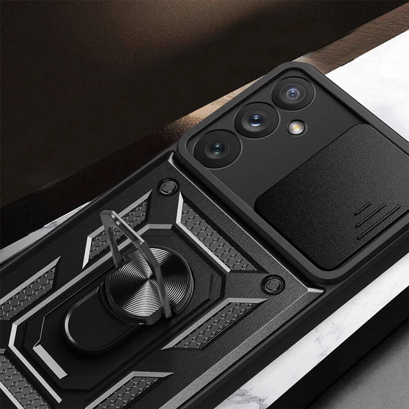 Vendas Samsung Galaxy A54 Kılıf Magnetik Standlı Kamera Korumalı Zore Sürgülü Vega Kapak - 7