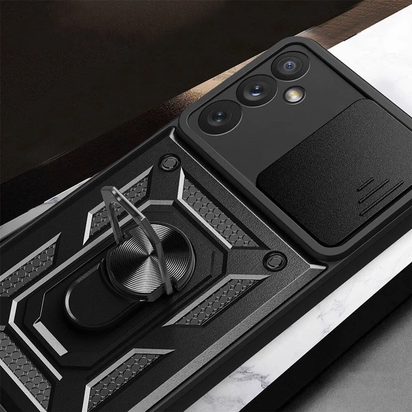 Vendas Samsung Galaxy A34 Kılıf Magnetik Standlı Kamera Korumalı Zore Sürgülü Vega Kapak - 7