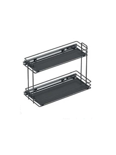 Ahşap Tablalı Yandan Tls.Raylı Deterjanlık - 16 cm (Fr.)-Antrasit - 2