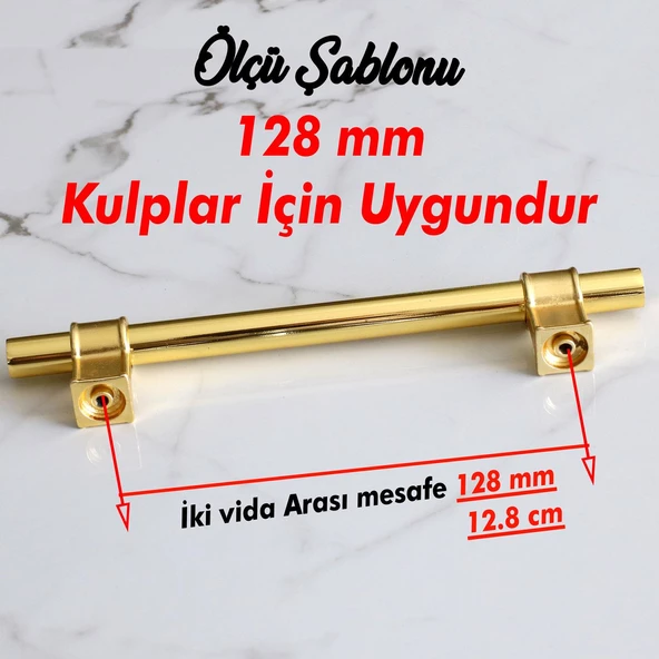 Hisar 128 mm Gold Metal Kulp Mobilya Çekmece Mutfak Dolabı Dolap Altın Kulpları Kulbu Kulpu 12.8 cm - Resim 2