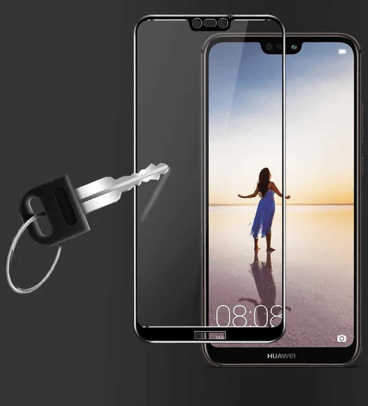 Huawei P20 Ekranı Tam Kaplayan Düz Cam Koruyucu - 5