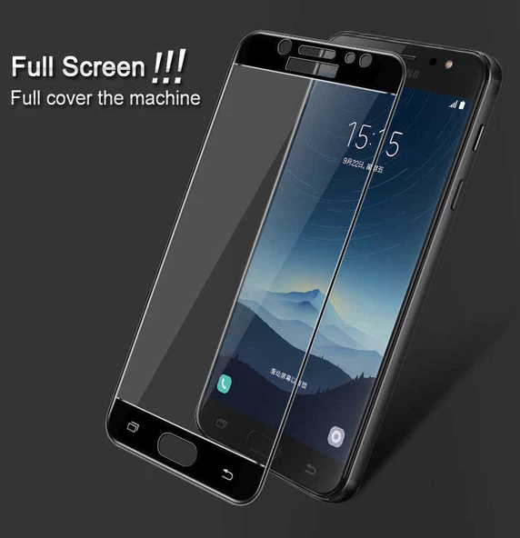 Galaxy C8 Ekranı Tam Kaplayan Düz Cam Koruyucu - Resim 5