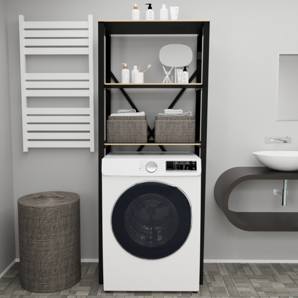 Eportatif Çamaşır Makinesi Üstü Düzenleyici Raf Banyo Dolabı Rafı Makina Üstü Dolap Raf Füme