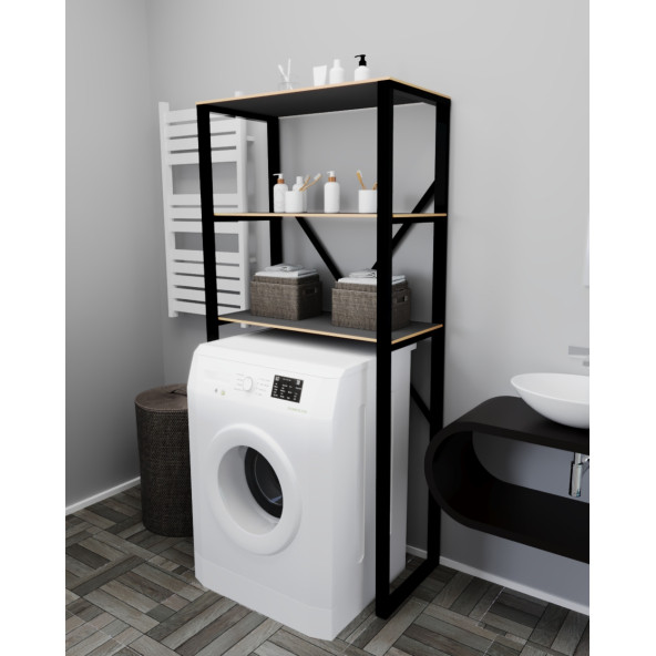 Eportatif Çamaşır Makinesi Üstü Düzenleyici Raf Banyo Dolabı Rafı Makina Üstü Dolap Raf Füme - 2