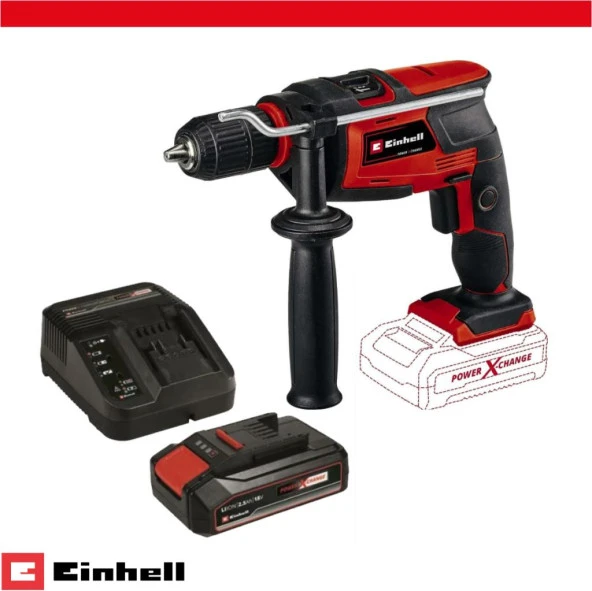 Einhell TC-ID 18 Li - Solo, Akülü Darbeli Matkap ve 18V 2.5 Ah PXC Starter Kit (Başlangıç Seti)