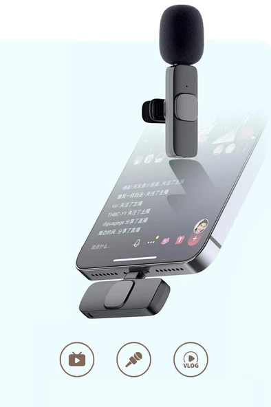 Torima K9 2li Type-C + Lightning dönüştürücülü Kablosuz Yaka Mikrofonu 2li - 5