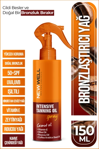 Yoğun Bronzlaştırma Spreyi Kahve Çekirdeği Yağı 150 ML