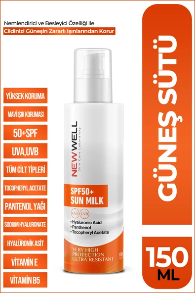 Güneş Sütü Yüksek Koruma SPF50+,Hyaluronic Acid 150 ML