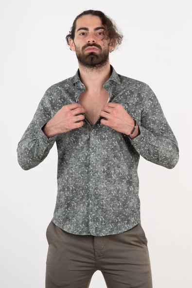 ECER DESENLİ REGULAR FİT GÖMLEK - Resim 4