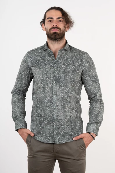 ECER DESENLİ REGULAR FİT GÖMLEK - Resim 3