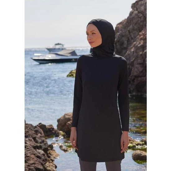 Mayovera Siyah Spor Düz Tek Kapalı Mayo Üstü - Resim 6