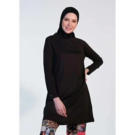 Mayovera Siyah Spor Düz Tek Kapalı Mayo Üstü - Resim 3