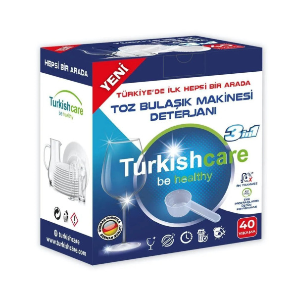 Turkishcare Ekonomik Hepsi Bir Arada Bulaşık Makinesi Tablet Deterjanı Toz 40 Yıkama