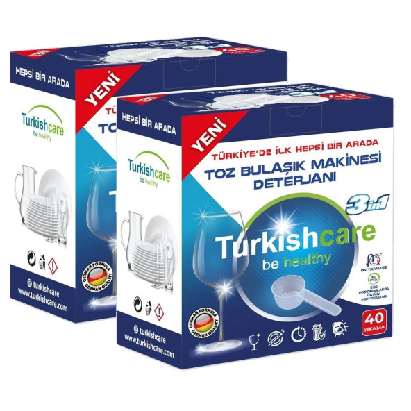 Turkishcare Ekonomik Hepsi Bir Arada Bulaşık Makinesi Tablet Deterjanı Toz 40x2 80 Yıkama