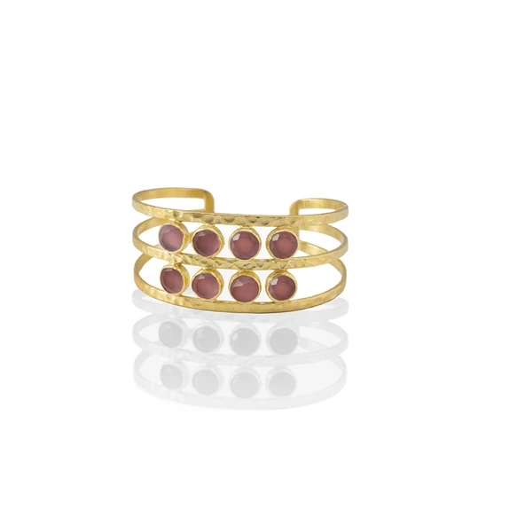 Kadir Jewellery 22 Ayar Altın Kaplama El İşçiliği Zirkon Taşlı Kadın Kaburga Bilezik - 6