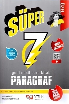 Nitelik Yayınları Süper 7. Sınıf Paragraf Yeni Nesil Soru Kitabı