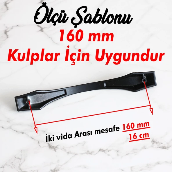 Elmas Kulp 160 mm Siyah Metal Mobilya Mutfak Çekmece Dolabı Dolap Kapak Kulpları Kulbu Kulpu 16 cm - 3