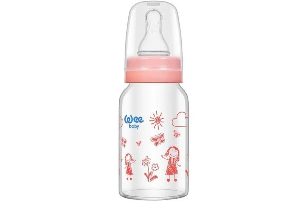 Wee Baby Isıya Dayanıklı Cam Biberon 120 Ml - Pembe - Kod: 770 07703