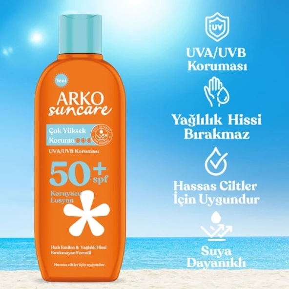 Arko Suncare SPF50+ Çok Yüksek Korumalı Vücut Güneş Losyonu 200 ml