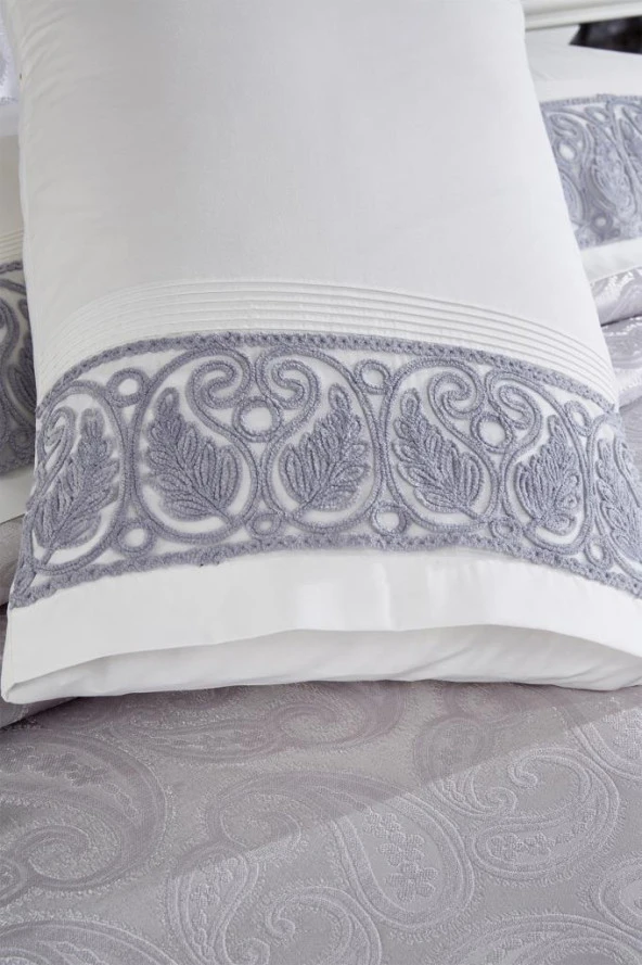 Çeyiz Diyarı Şal 10 Parça Battaniyeli Çeyiz Seti Gri - Resim 5