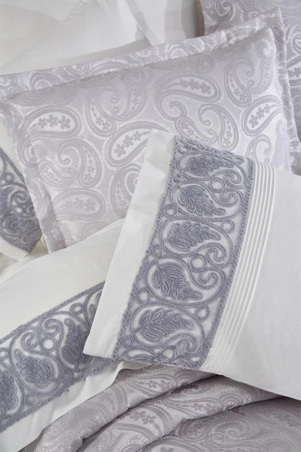 Çeyiz Diyarı Şal 10 Parça Battaniyeli Çeyiz Seti Gri - Resim 7