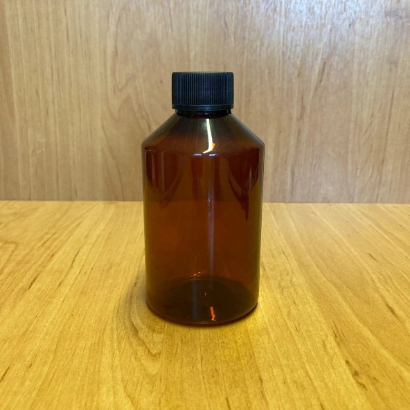 250 cc Amber Plastik  Şişe - Siyah Kapaklı- 250ml Kahverengi Kapaklı Plastik Şişe x 10 Adet ürün görseli
