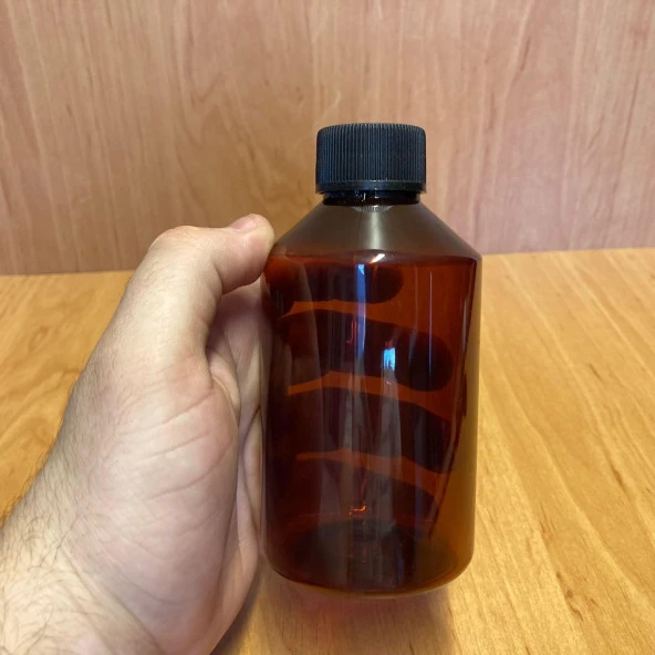 250 cc Amber Plastik  Şişe - Siyah Kapaklı- 250ml Kahverengi Kapaklı Plastik Şişe x 10 Adet - Resim 4