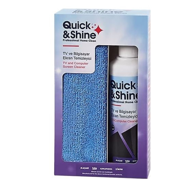 Quick&Shine 200 ml TV ve Bilgisayar Ekran Temizleyici Mikrofiber Bez