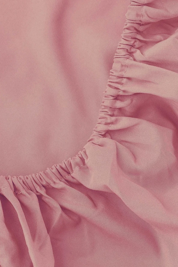 Rivaİstanbul Pudra Pembesi Pamuklu Tek Kişilik Lastikli Çarşaf 100x200 - Resim 4