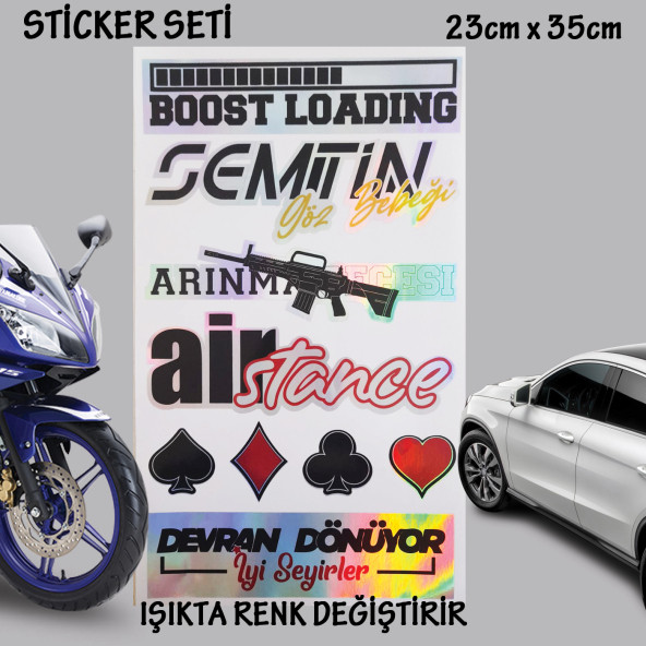 Arka cam otomobil motosiklet cam uyumlu çoklu oto sticker - hologram etkili set çıkartma ürün görseli
