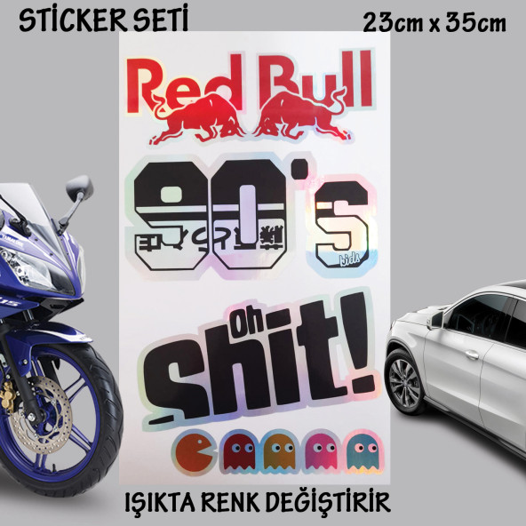 90 lar hologram sticker otomobil motosiklet cam uyumlu çoklu oto sticker - hologram etkili set çıkartma