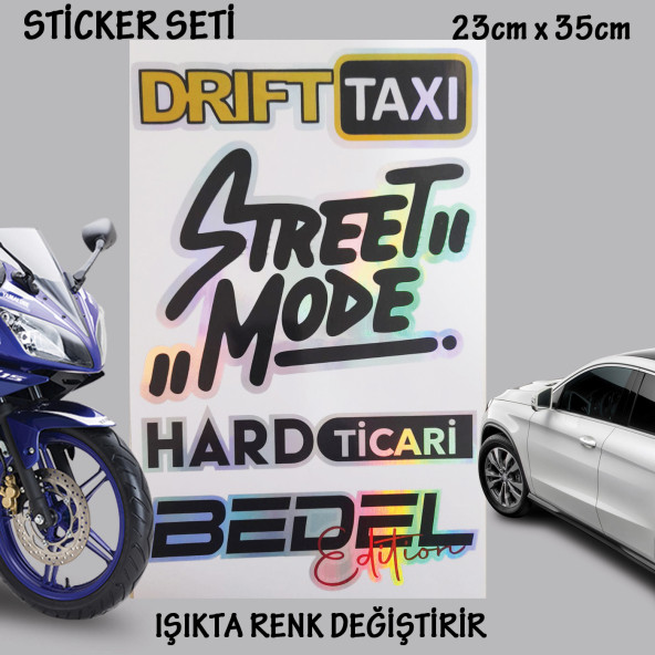 drift taksi hard ticari otomobil motosiklet cam uyumlu çoklu oto sticker - hologram etkili set çıkartma ürün görseli