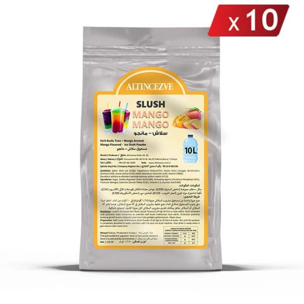 Altıncezve Ice Slush Karlı Buzlu Karlama Tozu | Mango 1.250 Gr - 10 L x 10 Adet