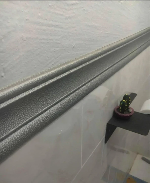 Renkli Duvarlar Düz Gri 8cm-117cm Kendinden Yapışkanlı Çıta Çerçeve Süpürgelik Pervaz Kenar Bantlama Salon Ofis - Resim 2