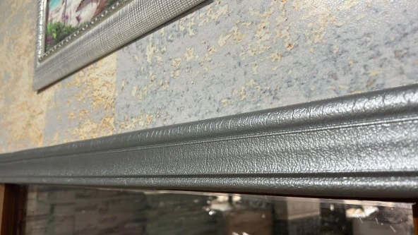 Renkli Duvarlar Düz Gri 8cm-117cm Kendinden Yapışkanlı Çıta Çerçeve Süpürgelik Pervaz Kenar Bantlama Salon Ofis - Resim 3