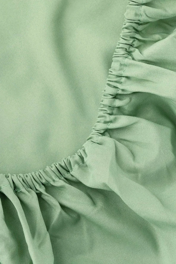 Rivaİstanbul Yeşil Pamuklu Tek Kişilik Lastikli Çarşaf 100x200 - Resim 5