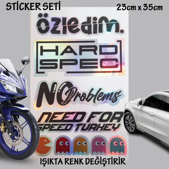 özledim problem yok otomobil motosiklet cam uyumlu çoklu oto sticker - hologram etkili set çıkartma ürün görseli