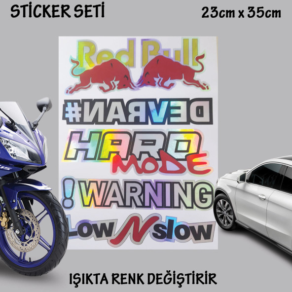 devran hard mode otomobil motosiklet cam uyumlu çoklu oto sticker - hologram etkili set çıkartma