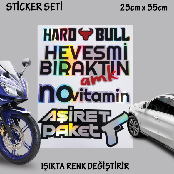 hevesmi bıraktın aşiret otomobil motosiklet cam uyumlu çoklu oto sticker - hologram etkili set çıkartma ürün görseli