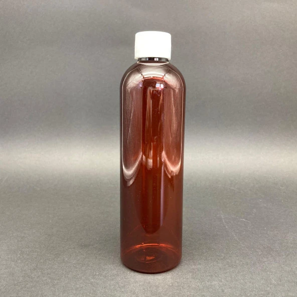 250 cc Kahverengi  Pet  Şişe - Beyaz Kapaklı- 250ml Kapaklı Plastik Şişe x 10 Adet ürün görseli
