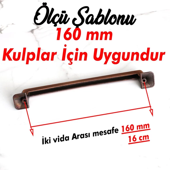 Penguen 160 mm Eskitme Antik Bakır Metal Mobilya Mutfak Çekmece Dolap Dolabı Kulpu Kulbu Kulpları - Resim 3