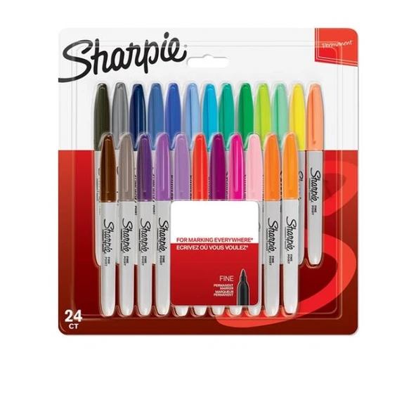 Sharpie Fine 24'lü Yuvarlak Uç Permanent Markör Ana Renkler Set / 2065405 ürün görseli