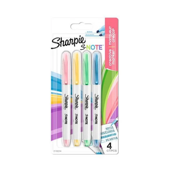 Sharpie S-Note 4'lü Kalem Tipi Fosforlu Kalem / 2138234