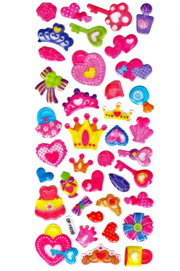 Işıltılı Sticker Kabartmalı Stiker Defter Planlayıcı Etiket (Dfh030)-18x9cm- Kilit Taç