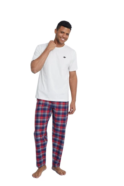 Kly Erkek Kırık Beyaz Kısa Kol Pijama Takımı 2096 - 2
